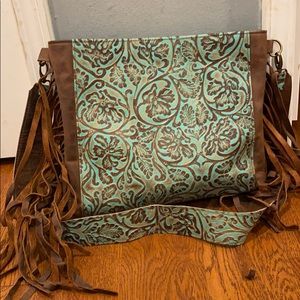 Turquoise Tooled Leather Crossbody